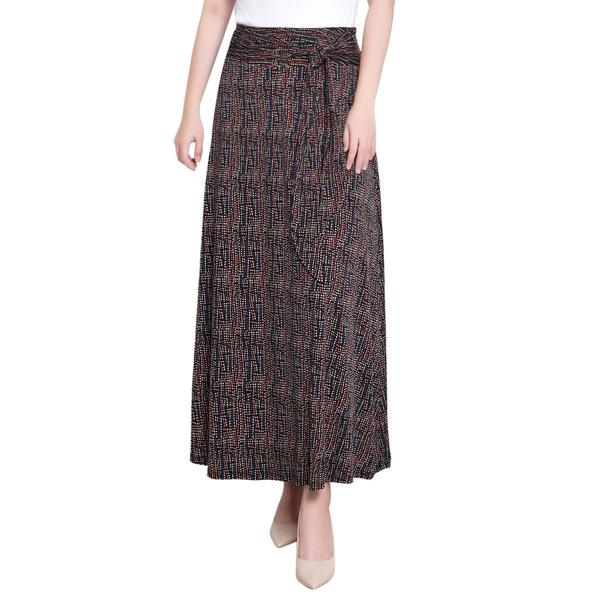 Womens NY Collection Tie Waist Abstract Maxi Skirt