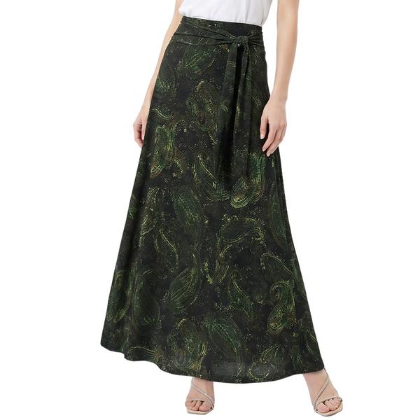 Womens NY Collection Tie Waist Faded Paisley Maxi Skirt