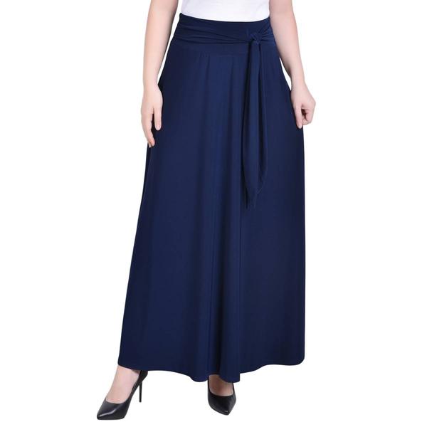 Womens NY Collection Pull On Tie Waist Solid Maxi Skirt