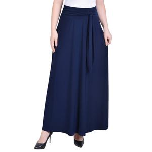 Womens NY Collection Pull On Tie Waist Solid Maxi Skirt