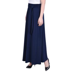 Womens NY Collection Pull On Tie Waist Solid Maxi Skirt alternate view