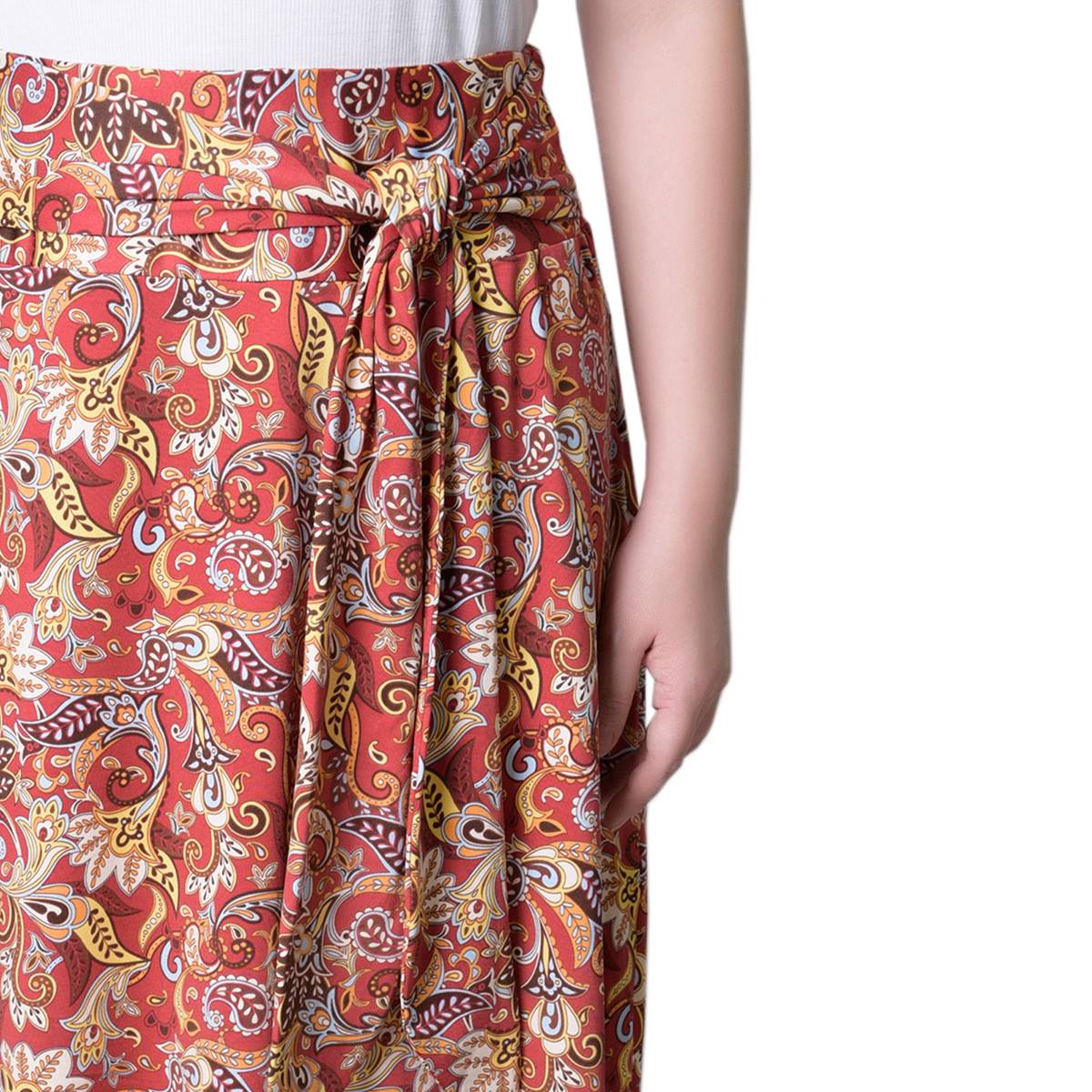 Plus Size NY Collection Pull On Tie Waist Rustic Floral Skirt