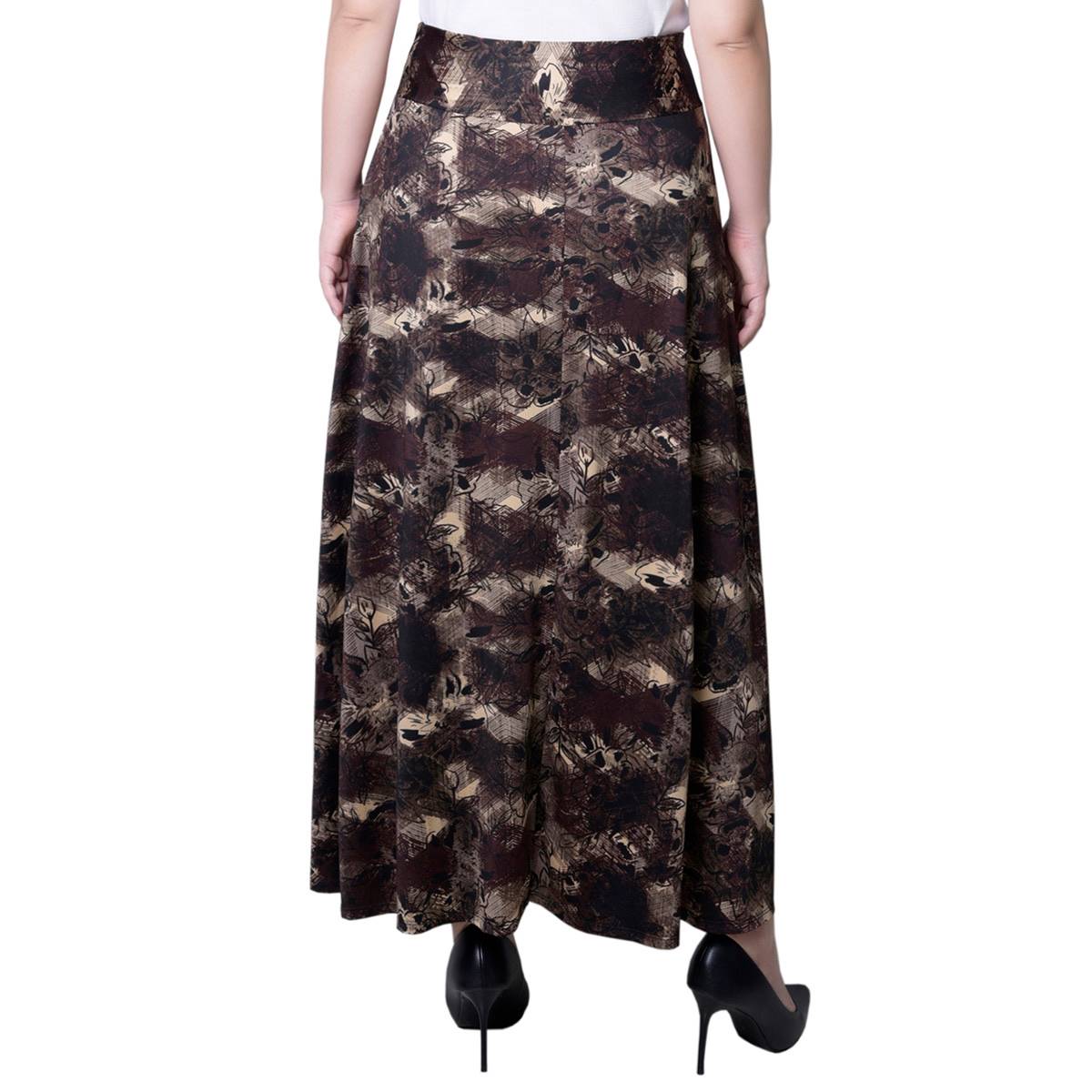 Womens NY Collection Pull On Tie Waist Plaid Marble Skirt