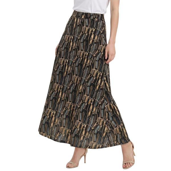 Womens NY Collection Tie Waist Brown Wave Maxi Skirt