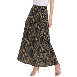 Womens NY Collection Tie Waist Brown Wave Maxi Skirt