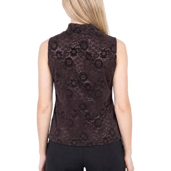 Womens NY Collection Sleeveless Velvet Floral Lace Blouse alternate view