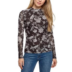 Womens NY Collection Long Sleeve Paisley Mesh Tee