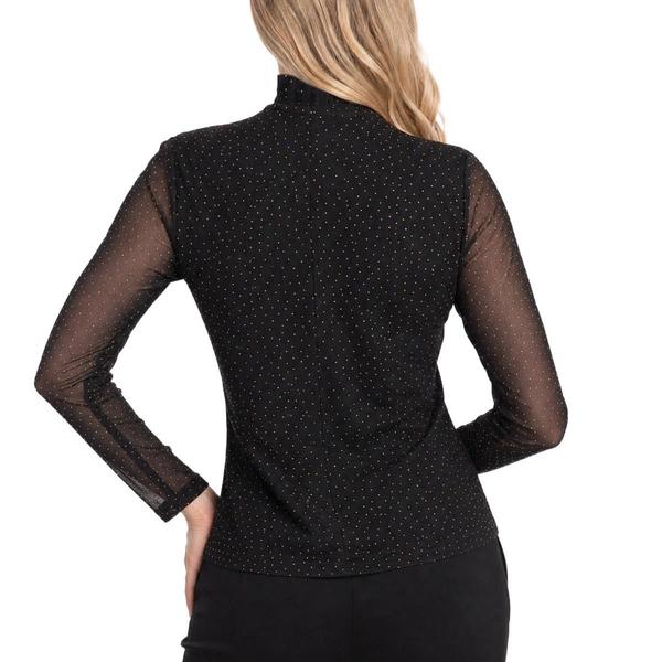 Womens NY Collection Long Sleeve Wrap Neck Rhinestone Blouse alternate view