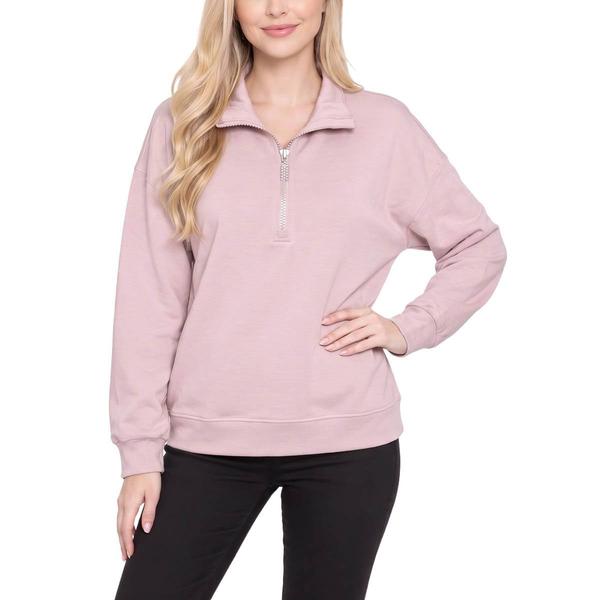 Womens NY Collection Long Sleeve Quarter Zip Solid Sweatshirt