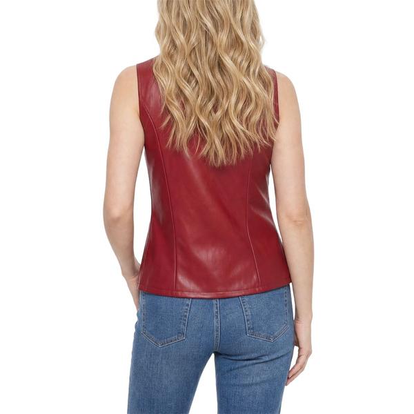 Womens NY Collection Faux Leather Button Vest alternate view