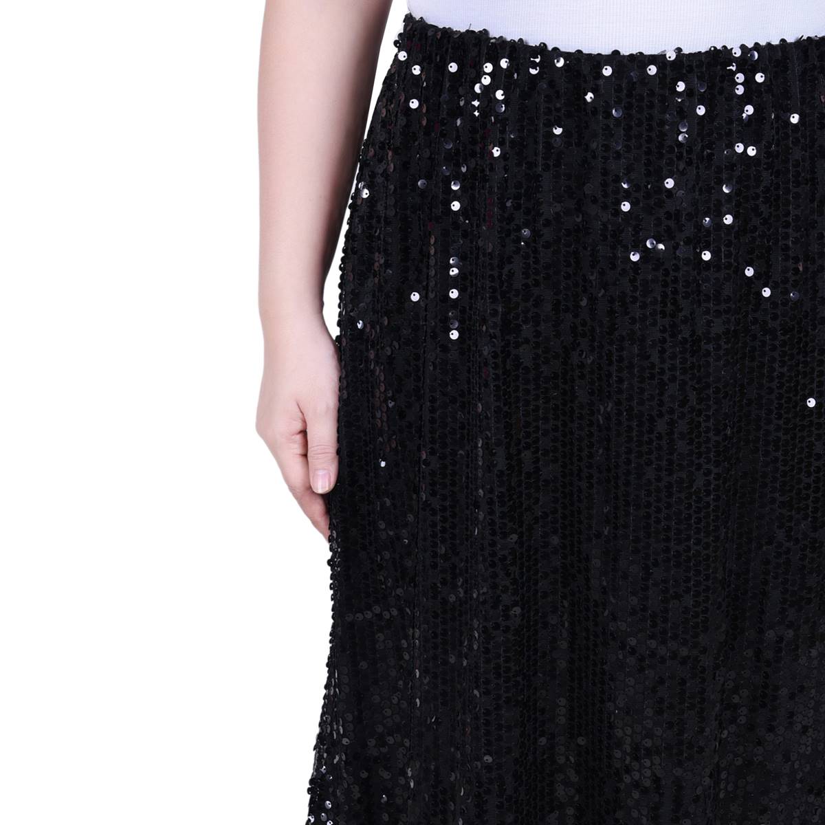 Womens NY Collection Midi Lined Sequin Skirt