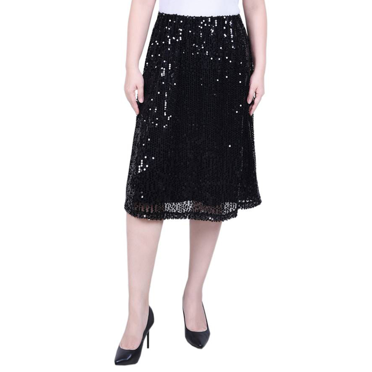 Womens NY Collection Midi Lined Sequin Skirt