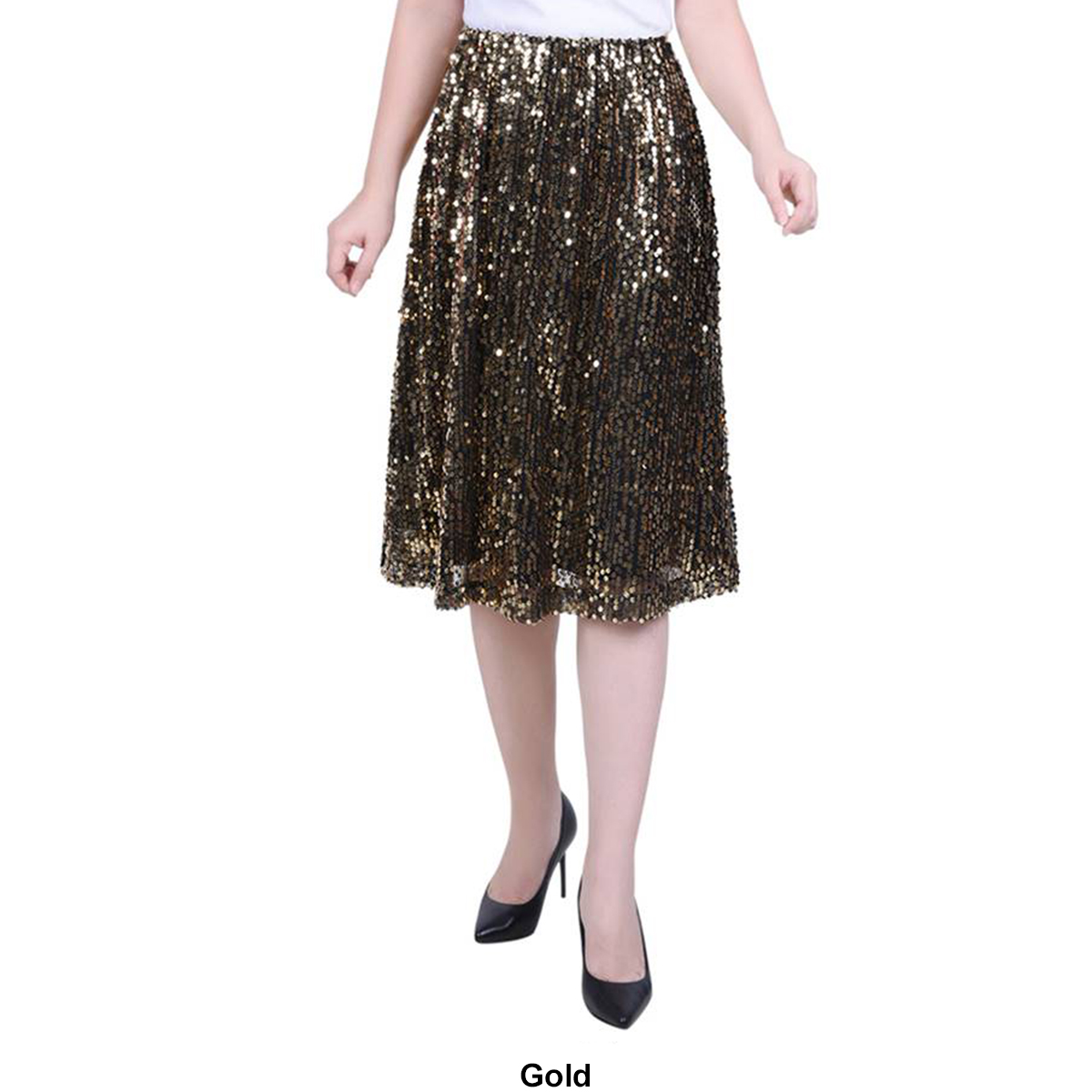 Womens NY Collection Midi Lined Sequin Skirt