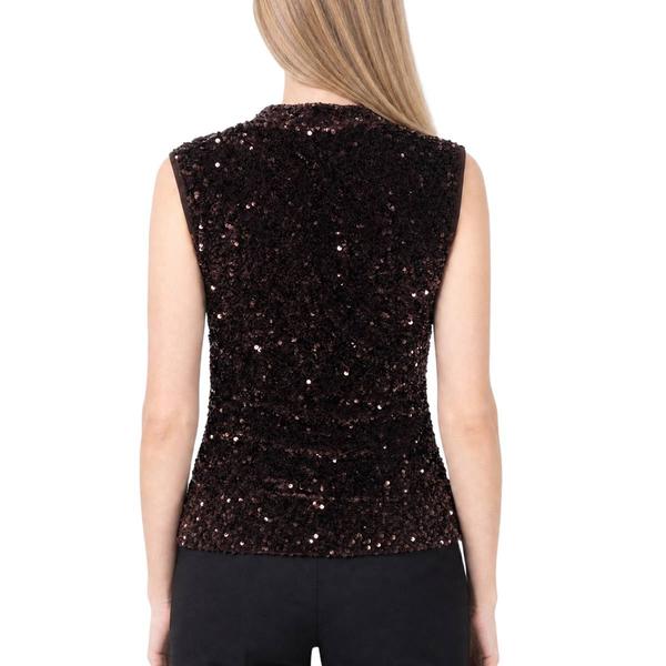 Womens NY Collection Sleeveless V-Neck Allover Sequin Blouse alternate view