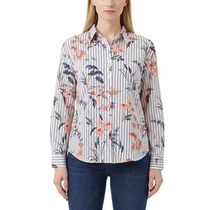 Womens NY Collection Long Sleeve Stripe Floral Button Down Blouse