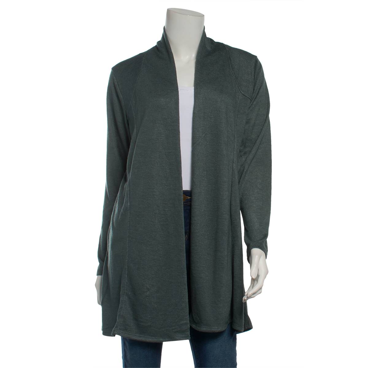 Womens NY Collection Long Sleeve Solid Heathered Cardigan