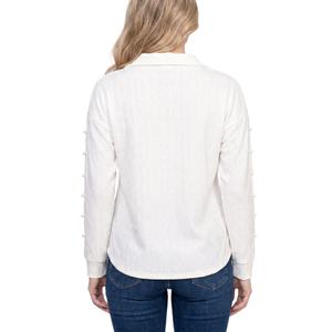 Womens NY Collection Long Sleeve Spread Collar Solid Sweater alternate view