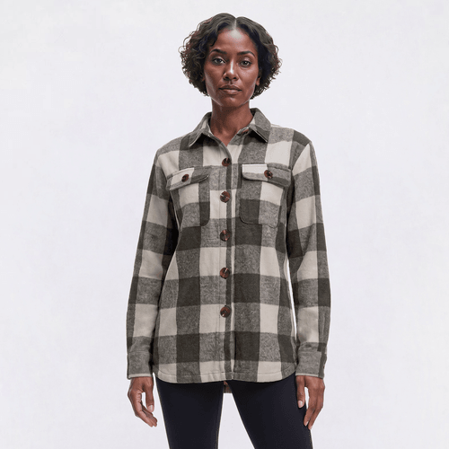 Petite Mountain Ridge Plaid Twill Shacket - Grisaille