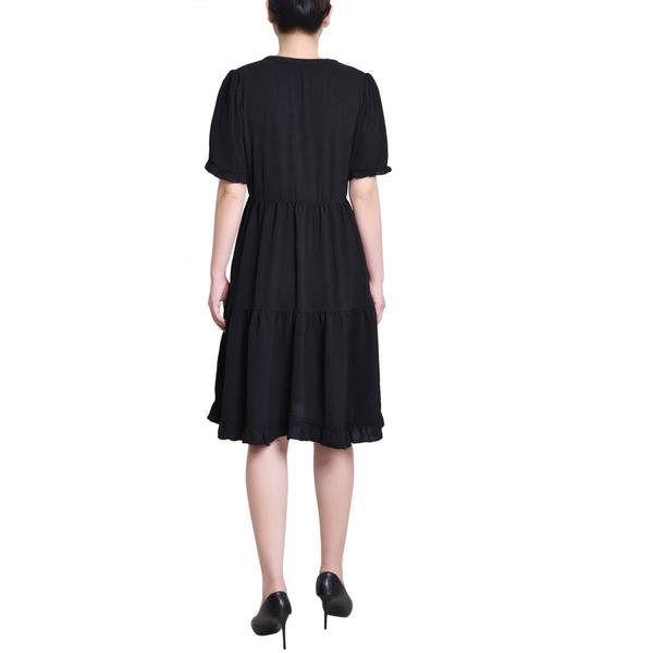 Petite NY Collection Short Sleeve Ruffle Trim A-Line Dress alternate view