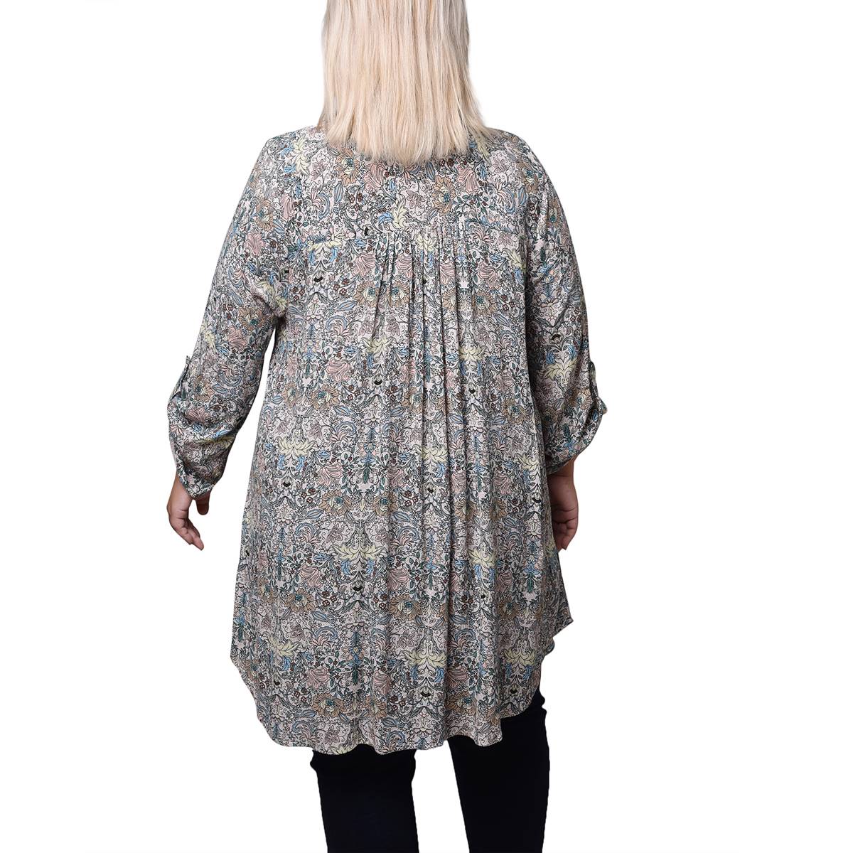 Plus Size NY Collection 3/4 Sleeve Floral High-Low Tunic Blouse