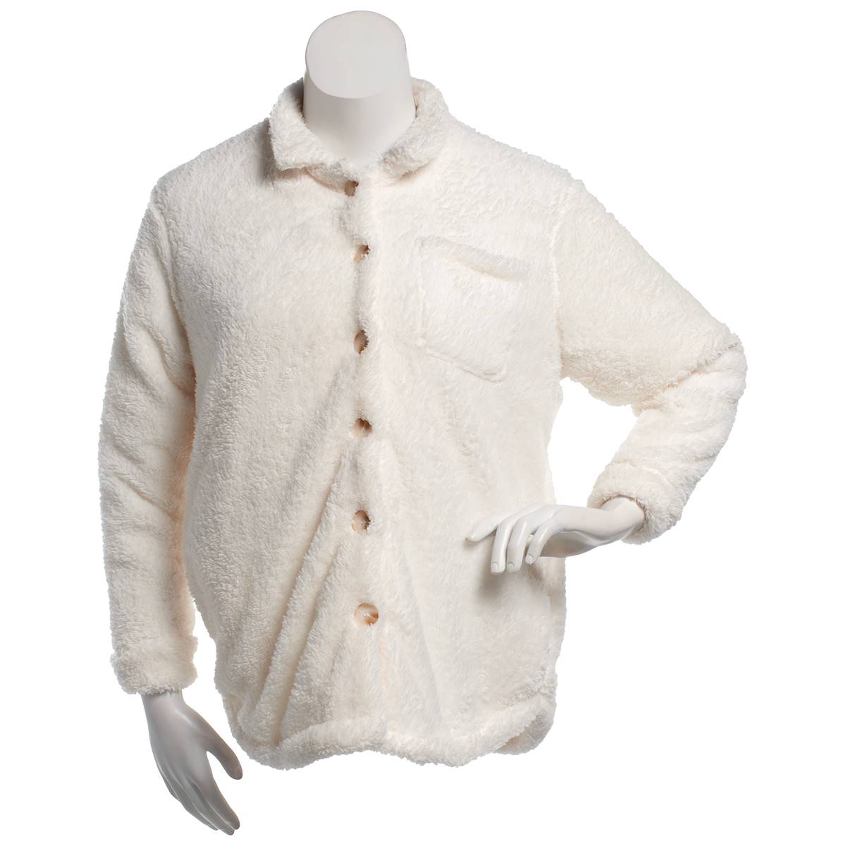 Plus Size NY Collection Long Sleeve Sherpa Button Front Jacket