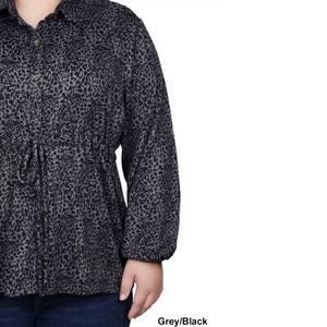 Womens NY Collection Empire Waist Button Front Cheetah Blouse alternate view