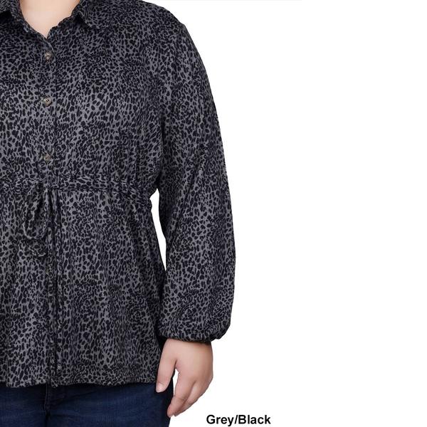 Womens NY Collection Empire Waist Button Front Cheetah Blouse alternate view