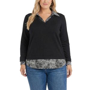 Plus Size NY Collection Long Sleeve Two In One Sweater