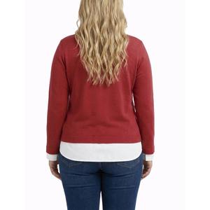 Plus Size NY Collection Long Sleeve Solid Two in One Blouse alternate view