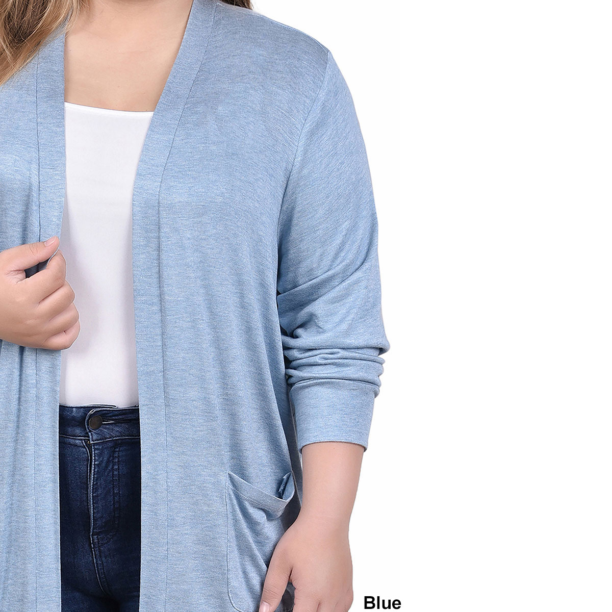 Plus Size NY Collection Long Sleeve Brushed Solid Long Cardigan