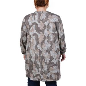 Plus Size NY Collection Long Sleeve Camo Cardigan w/Pock alternate view