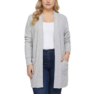 Plus Size NY Collection Long Sleeve Brushed Solid Long Cardigan
