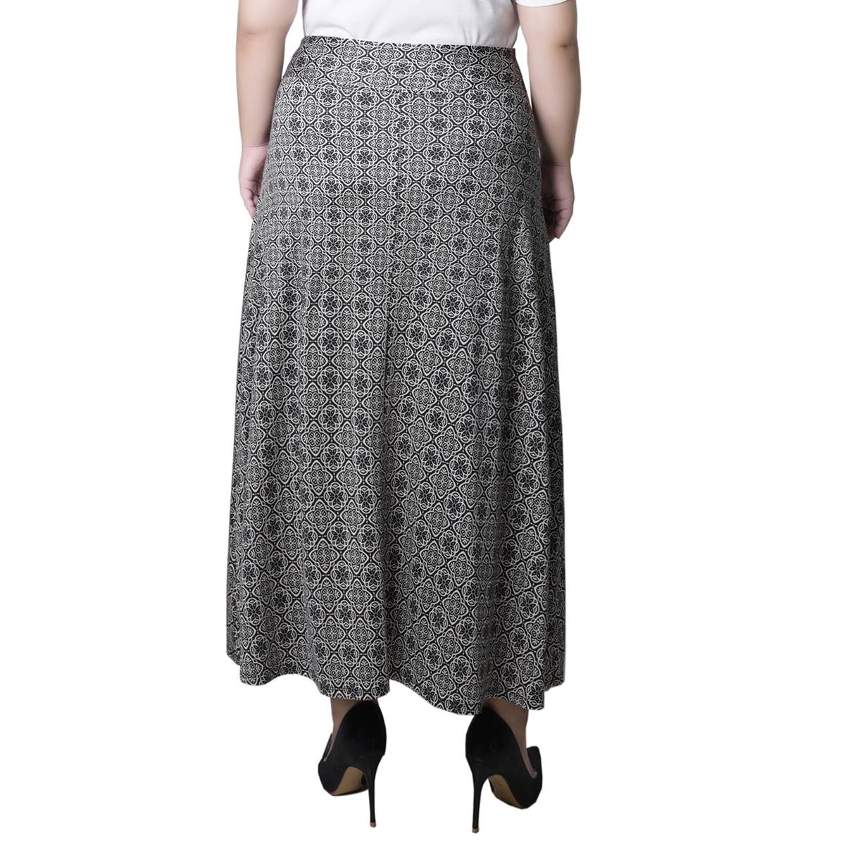 Plus Size NY Collection Pull On Tie Waist Medallion Skirt