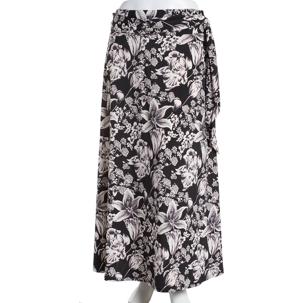 Womens NY Collection Pull On Floral Tie Waist Skirt