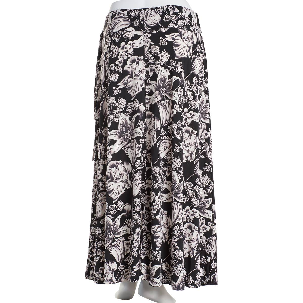 Womens NY Collection Pull On Floral Tie Waist Skirt