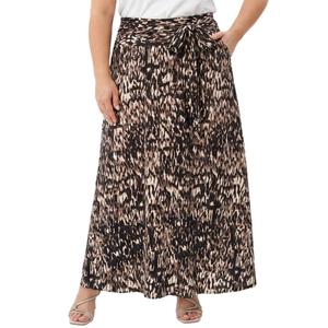 Plus Size NY Collection Tie Waist Brown Pelage Maxi Skirt