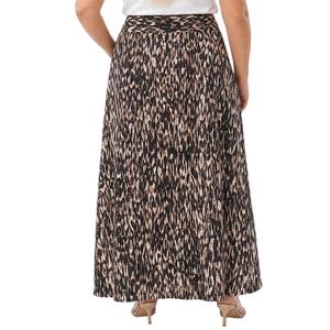 Plus Size NY Collection Tie Waist Brown Pelage Maxi Skirt alternate view