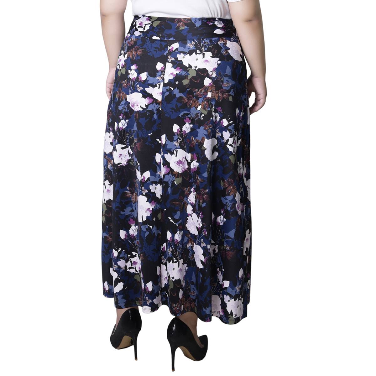 Plus Size NY Collection Pull On Tie Waist Floral Skirt