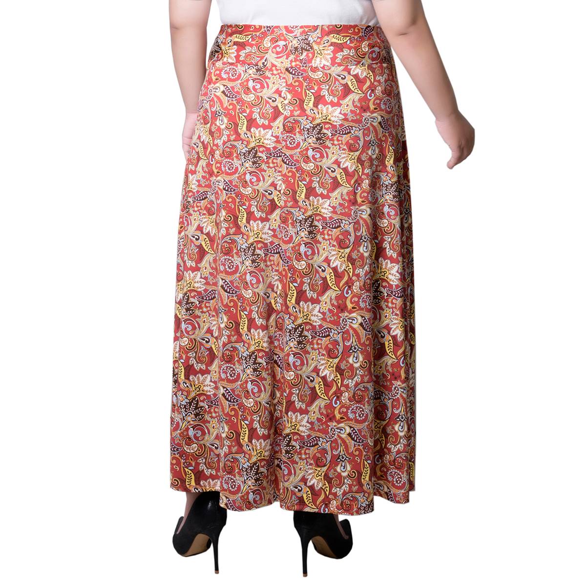 Plus Size NY Collection Pull On Tie Waist Rustic Floral Skirt