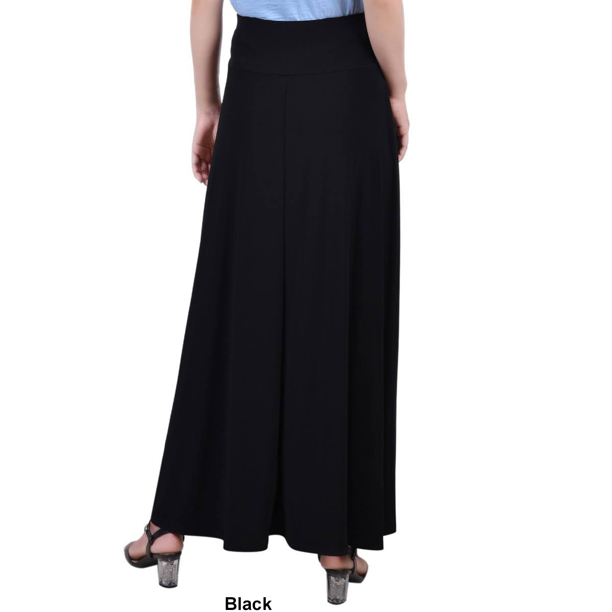 Plus Size NY Collection Solid Black ITY Tie Waist Long Skirt