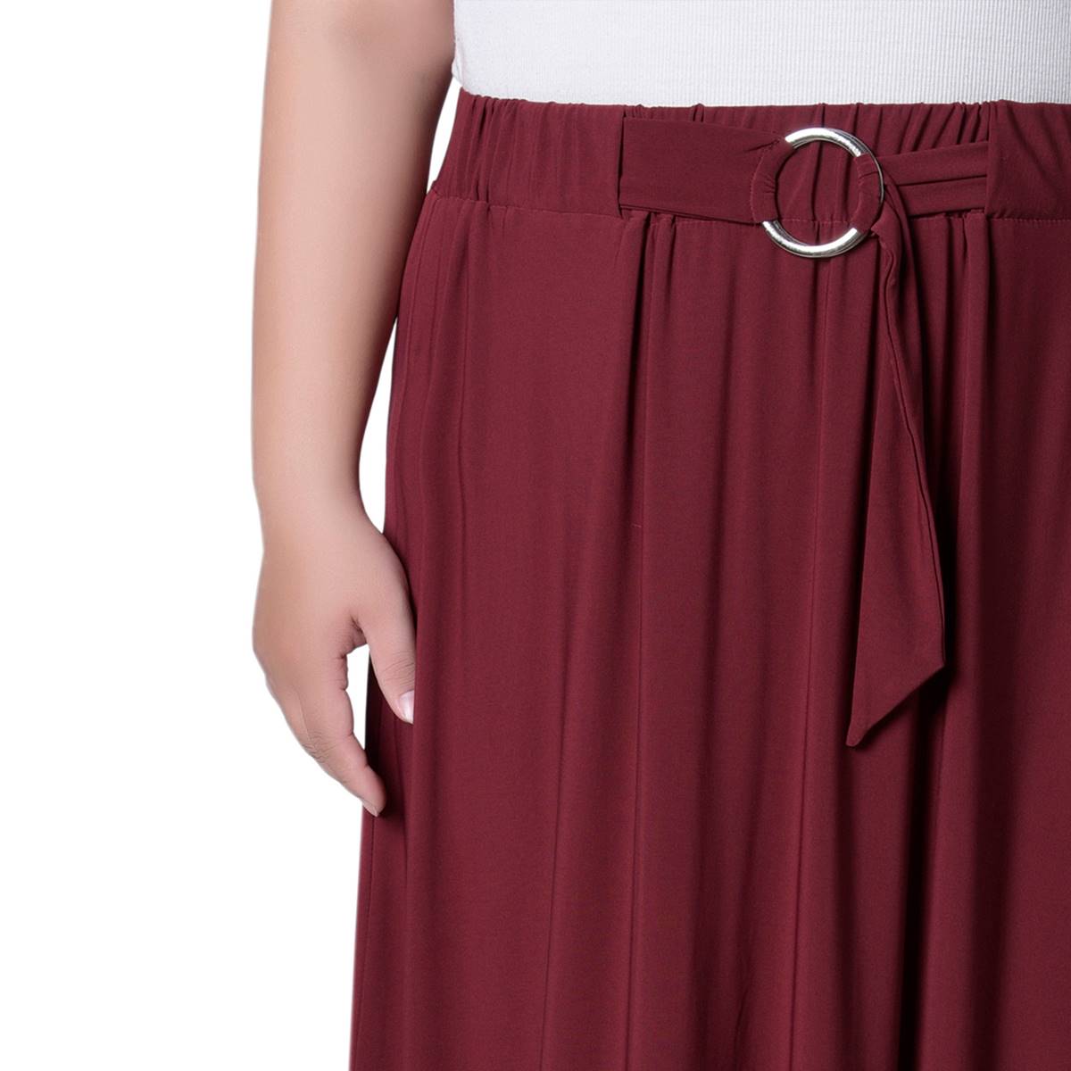 Plus Size NY Collection Long Solid O-Ring Skirt