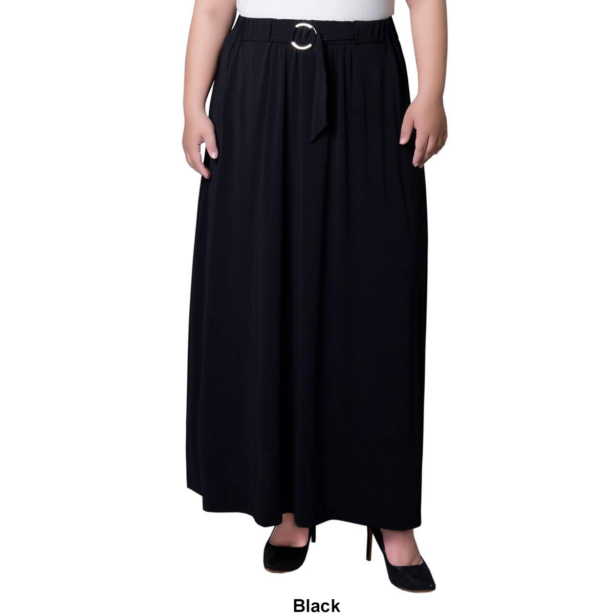 Plus Size NY Collection Long Solid O-Ring Skirt