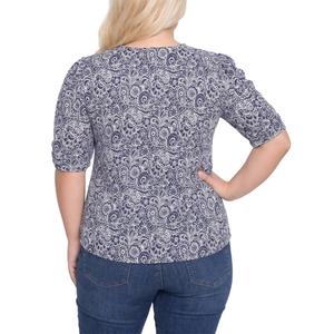 Plus Size NY Collection Elbow Sleeve Floral Paisley Blouse alternate view