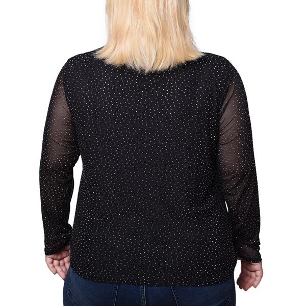 Plus Size NY Collection Long Sleeve Rhinestone Mesh Blouse alternate view