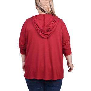 Plus Size NY Collection Long Sleeve Thermal Hooded Cardi alternate view