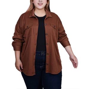 Plus Size NY Collection Long Sleeve Button Down alternate view