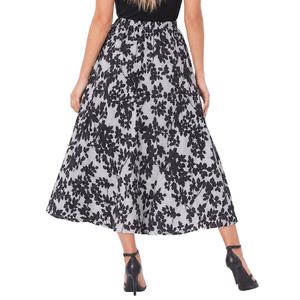 Petite NY Collection Pull On Black Floral Hacci Midi Skirt alternate view