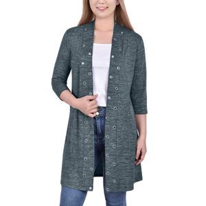 Petite NY Collection 3/4 Sleeve Cardigan with Grommets