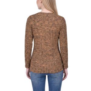 Petite NY Collection Long Sleeve Ribbed Hacci Henley Sweater alternate view