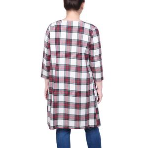 Petite NY Collection 3/4 Sleeve Plaid Brushed Cardigan alternate view